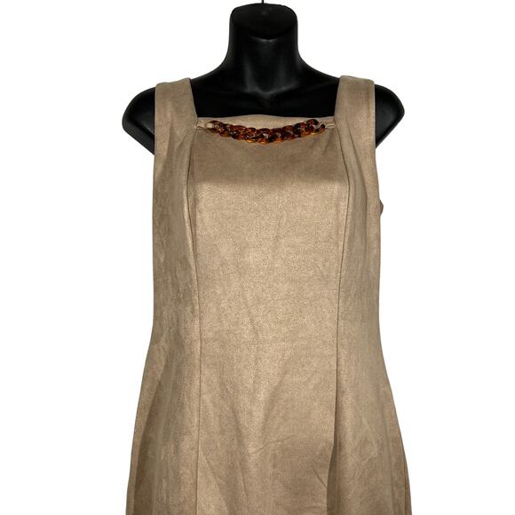 Kate and Lily Faux Suede Bodycon Dress Sleeveless Tan Mini - 8 - Picture 1 of 6